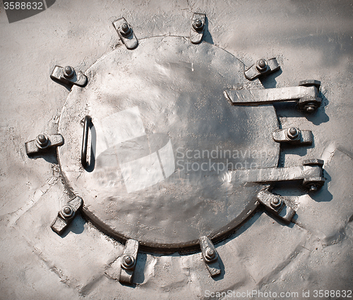 Image of Front part of a steam engine boiler door