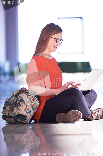 Image of student girl with laptop computer