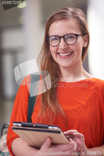 Image of student girl with tablet computer