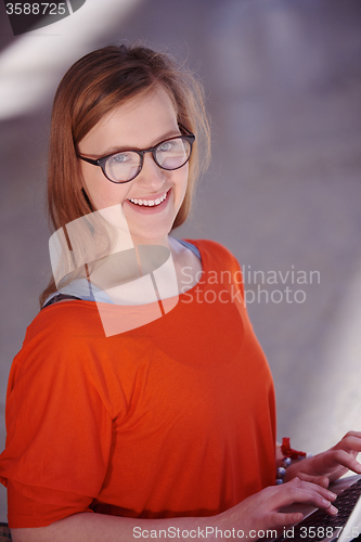 Image of student girl with laptop computer