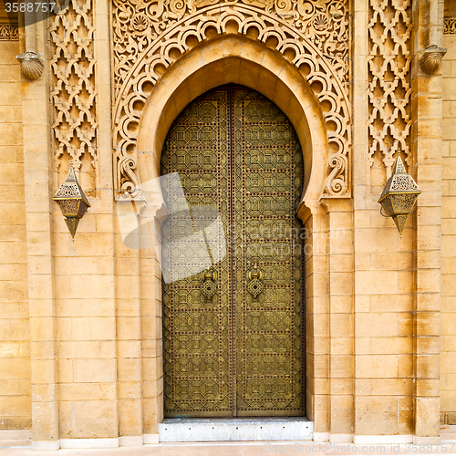 Image of old door in morocco africa ancien and wall ornate brown