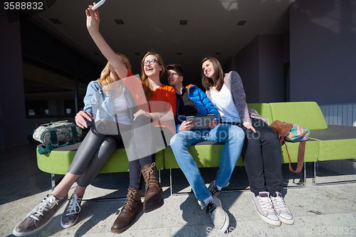 Image of students group taking selfie