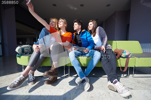 Image of students group taking selfie