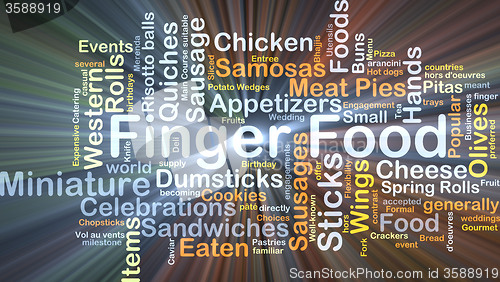 Image of Finger food background concept glowing