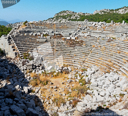 Image of the old  temple and theatre in termessos antalya turkey asia sky