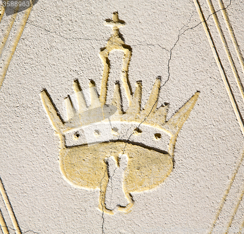 Image of italy church wall  brick in the   centre   crugnola varese 