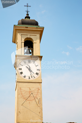 Image of  clock tower in italy   stone and bell