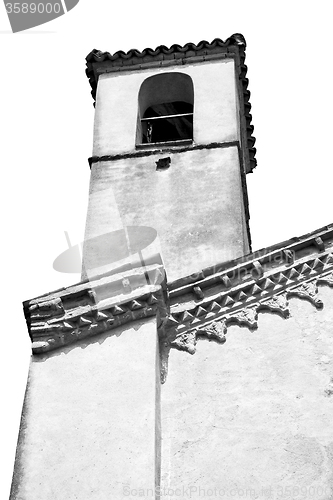 Image of ancien clock tower in italy europe old  stone and bell