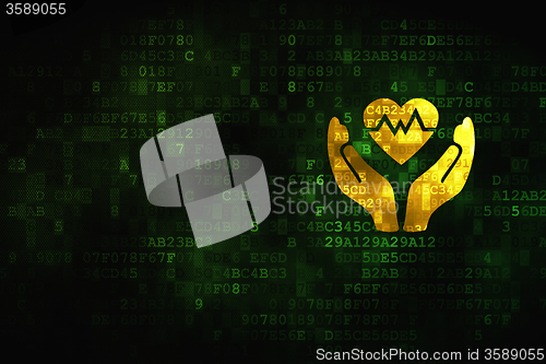 Image of Insurance concept: Heart And Palm on digital background