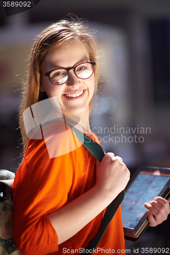 Image of student girl with tablet computer