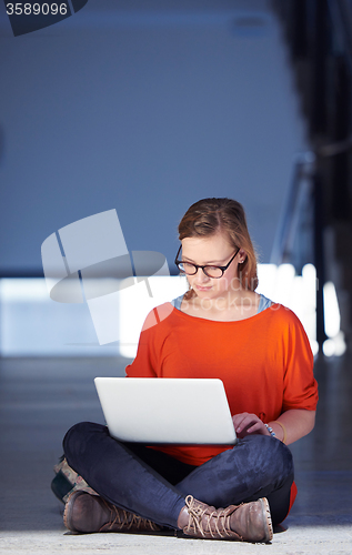 Image of student girl with laptop computer