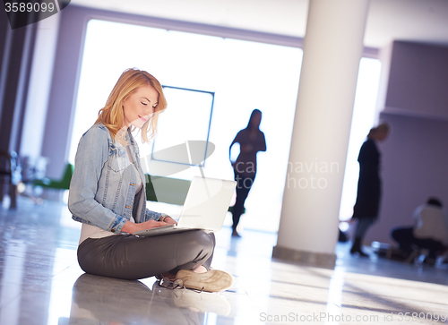 Image of student girl with laptop computer