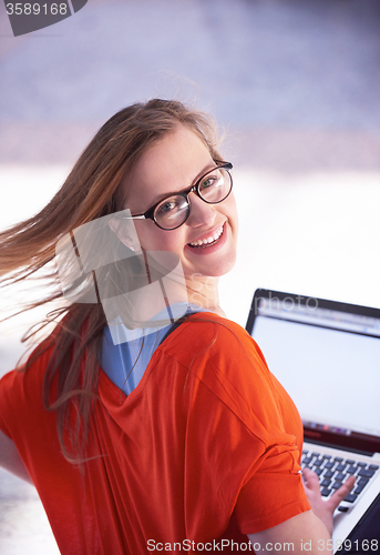 Image of student girl with laptop computer