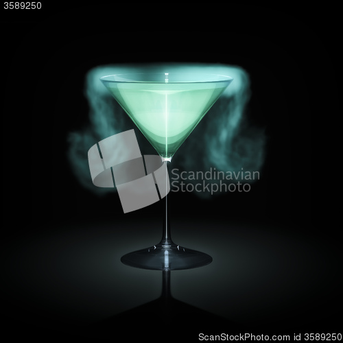 Image of blue smoking cocktail glass