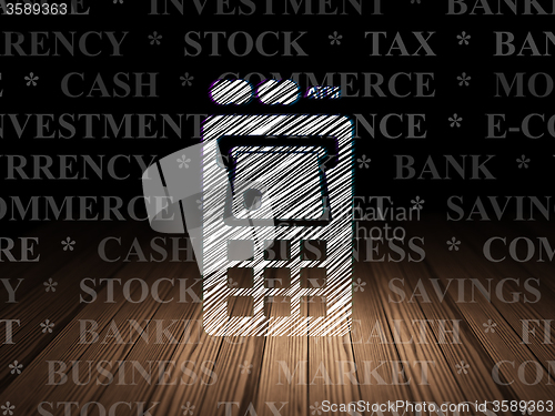 Image of Currency concept: ATM Machine in grunge dark room