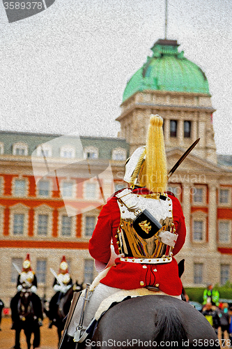 Image of in london england horse and cavalry for    the queen