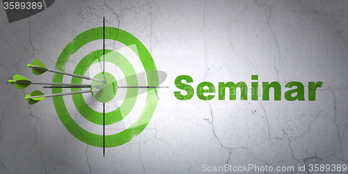Image of Studying concept: target and Seminar on wall background