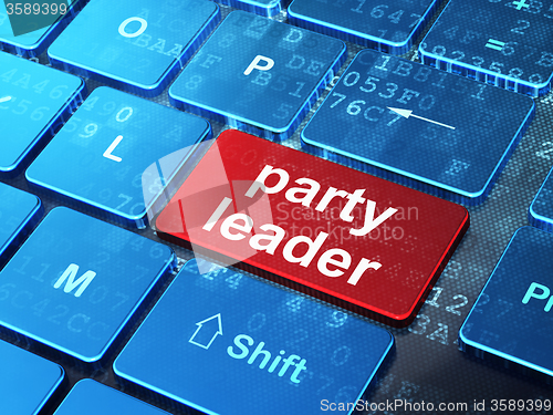 Image of Politics concept: Party Leader on computer keyboard background