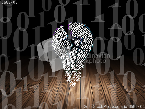 Image of Finance concept: Light Bulb in grunge dark room
