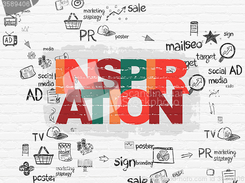 Image of Advertising concept: Inspiration on wall background