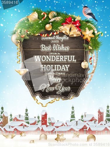 Image of Christmas Wooden banner. EPS 10