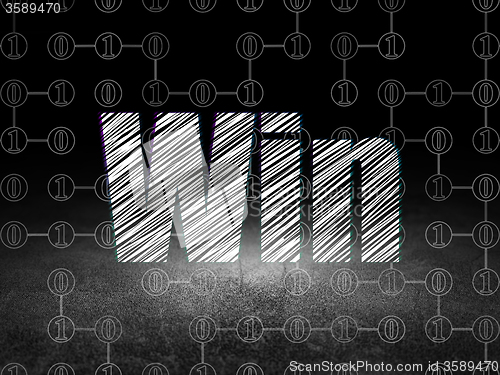 Image of Finance concept: Win in grunge dark room
