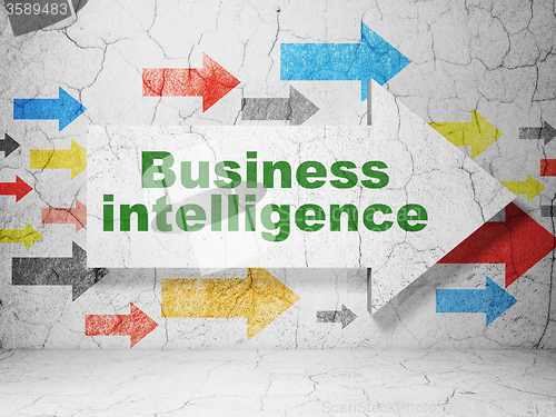 Image of Business concept: arrow with Business Intelligence on grunge wall background