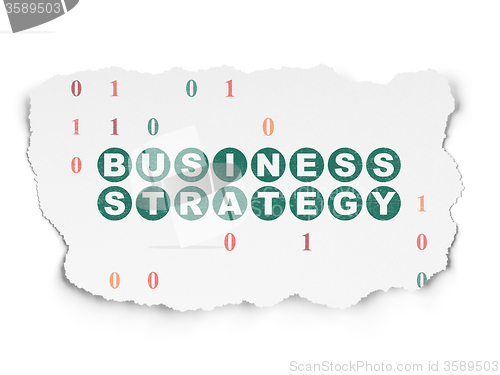 Image of Finance concept: Business Strategy on Torn Paper background