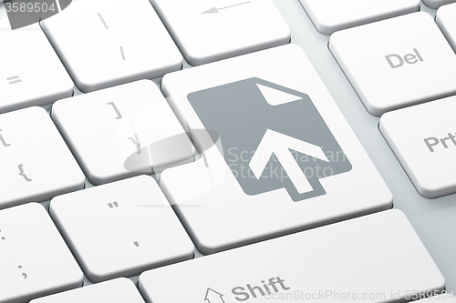 Image of Web development concept: Upload on computer keyboard background