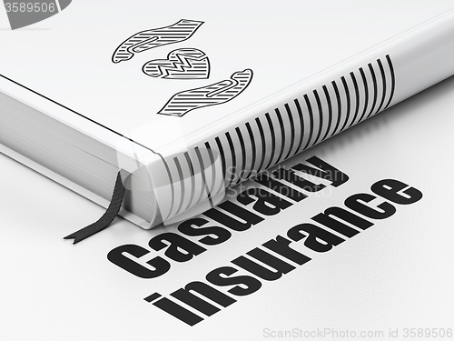 Image of Insurance concept: book Heart And Palm, Casualty Insurance on white background