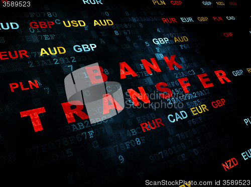 Image of Currency concept: Bank Transfer on Digital background