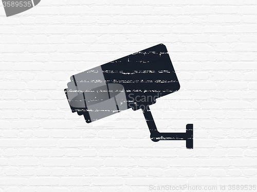Image of Privacy concept: Cctv Camera on wall background