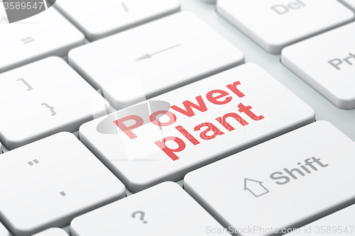 Image of Industry concept: Power Plant on computer keyboard background