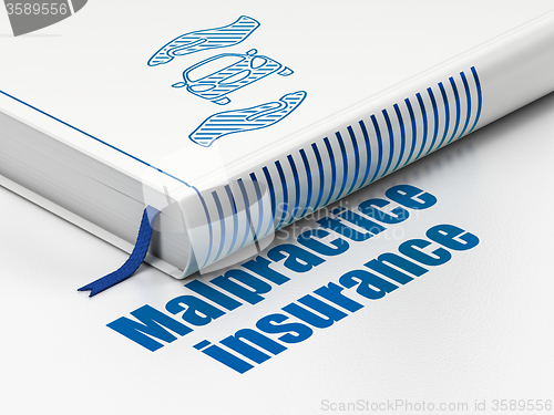Image of Insurance concept: book Car And Palm, Malpractice Insurance on white background