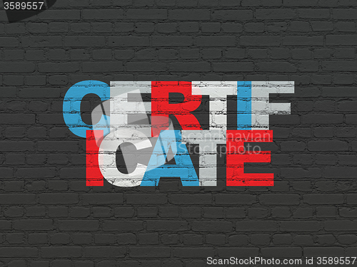 Image of Law concept: Certificate on wall background