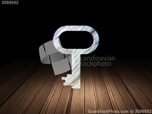 Image of Safety concept: Key in grunge dark room