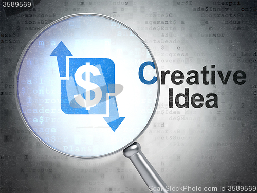 Image of Finance concept: Finance and Creative Idea with optical glass
