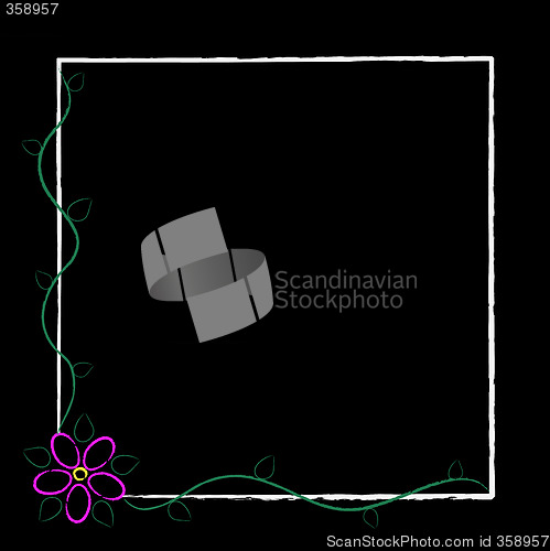 Image of Black Grunge Flower Frame