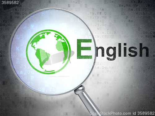 Image of Learning concept: Globe and English with optical glass
