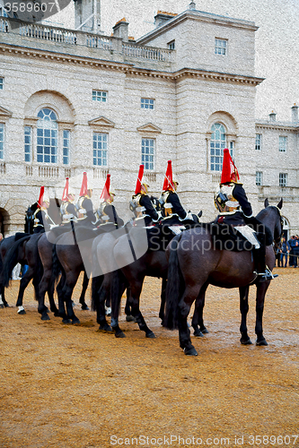 Image of in london england horse and cavalry for    the queen