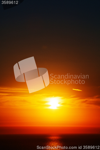 Image of in santorini    greece sunset and the sky mediterranean red sea