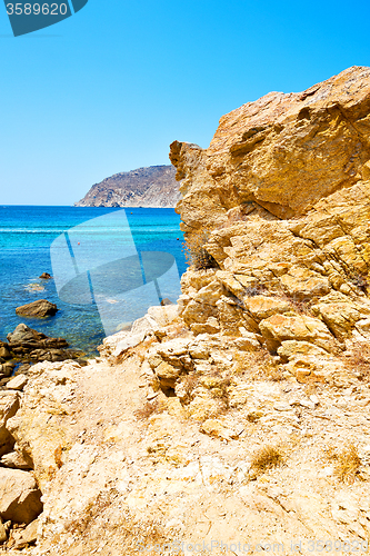 Image of in  the mykonos  sea and beach blue  