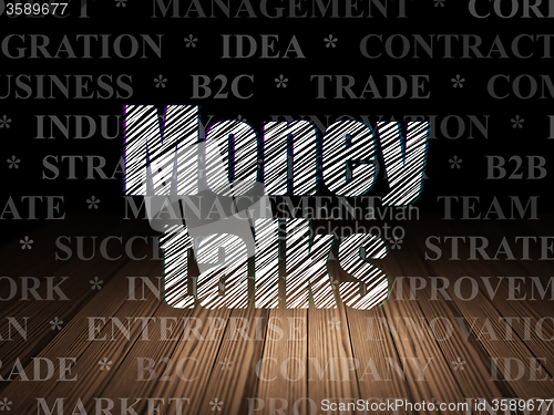 Image of Business concept: Money Talks in grunge dark room