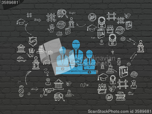 Image of Law concept: Business Team on wall background