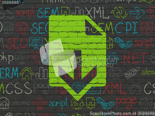 Image of Web development concept: Download on wall background