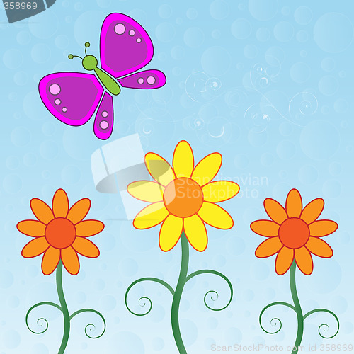 Image of Butterfly and Flowers