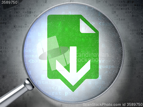 Image of Web design concept: Download with optical glass on digital background