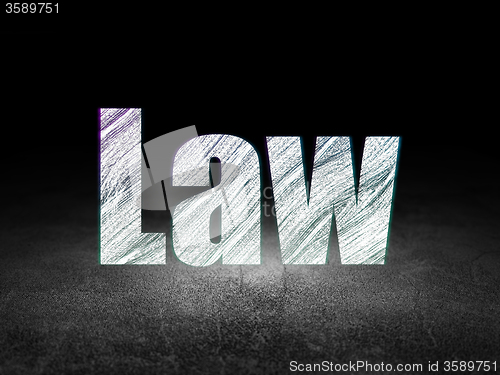Image of Law concept: Law in grunge dark room
