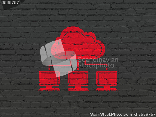 Image of Cloud technology concept: Cloud Network on wall background
