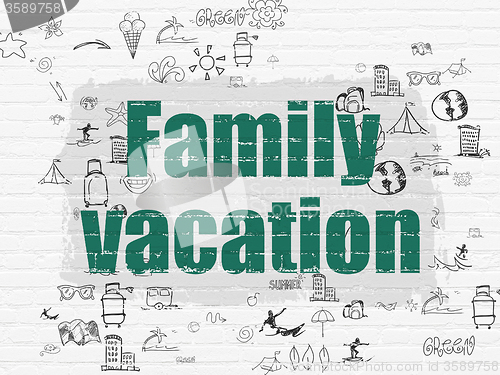 Image of Vacation concept: Family Vacation on wall background